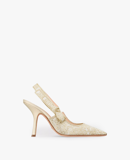Dior J’Adior Slingback Pump White and Gold-Tone Millefiori Jacquard
