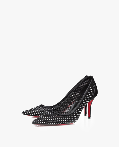 Christian Louboutin Apostropha Mesh Strass 80 mm Pumps Black