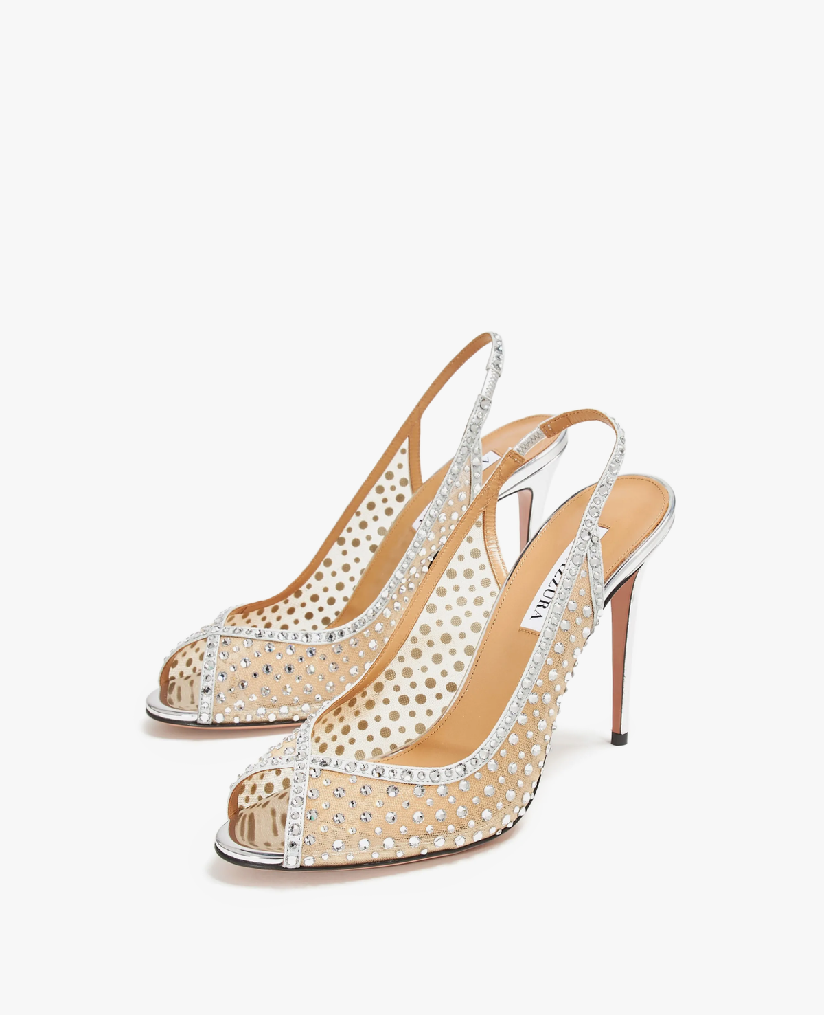 Aquazzura Crystal Lover 105 Silver Sandals