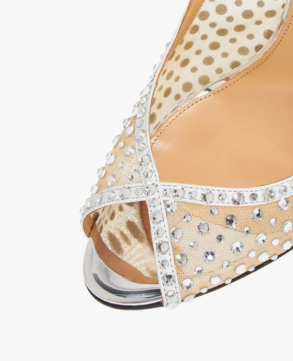 Aquazzura Crystal Lover 105 Silver Sandals