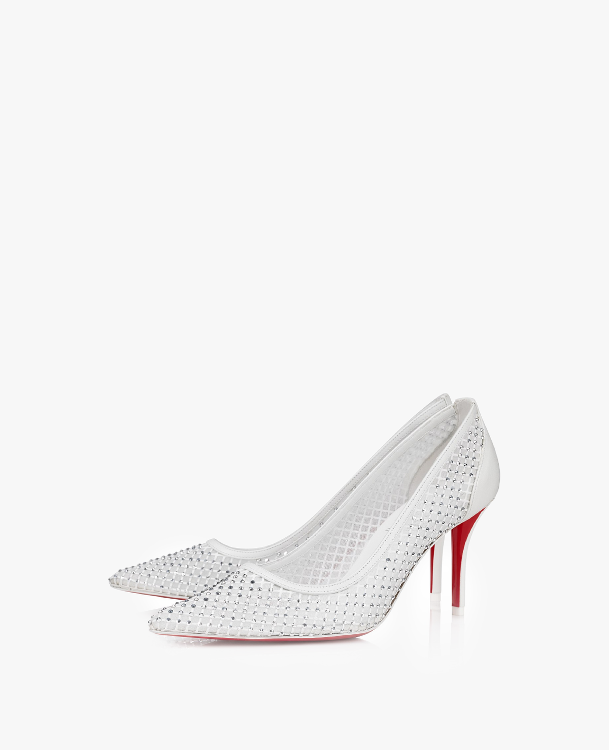 Christian Louboutin Apostropha Mesh Strass 80 mm Pumps Bianco