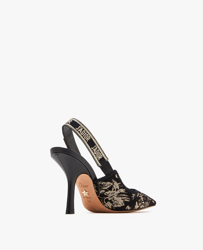 Dior J’Adior Slingback Pump Black and Gold-Tone Millefiori Jacquard