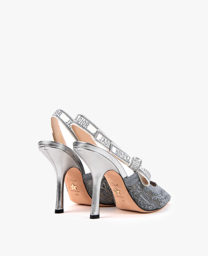 Dior J’Adior Slingback Pump Silver-Tone Metallic Thread