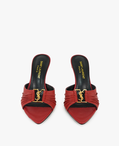 Saint Laurent Babylone Open Toe Mules Red