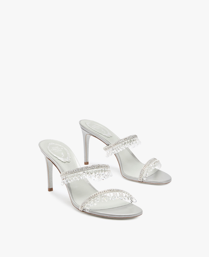 René Caovilla Chandelier Pearl Gray Mule 80 mm