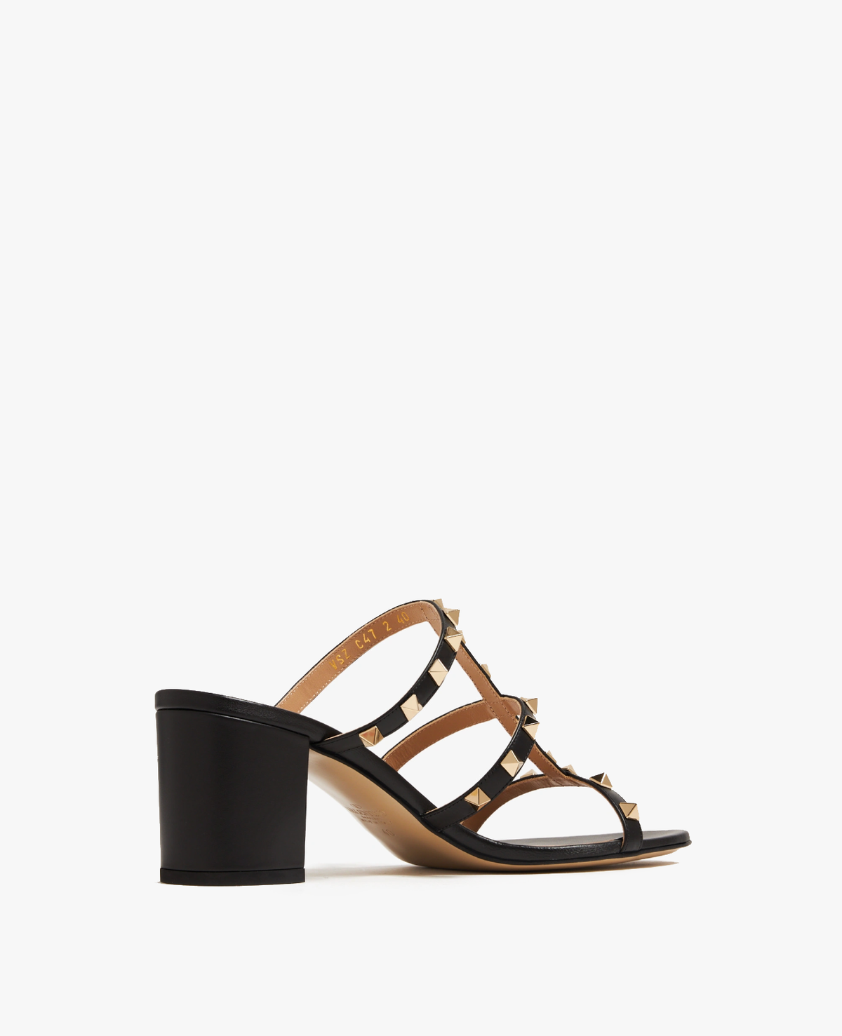 Valentino Rockstud Calfskin Leather Slide Sandal 60 mm Black