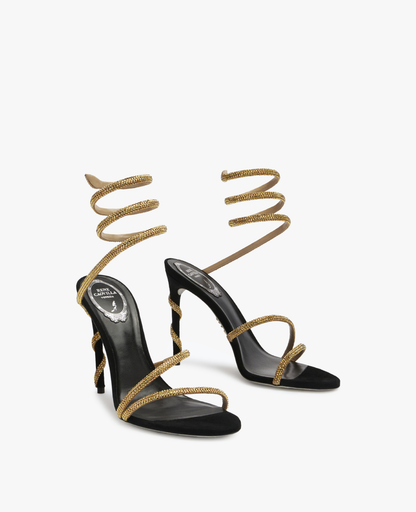 René Caovilla Margot Black & Gold Sandal