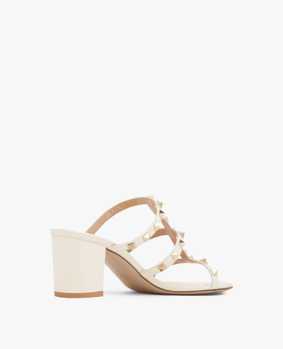 Valentino Rockstud Calfskin Leather Slide Sandal 60 mm Light Ivory