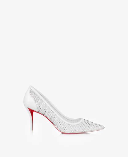 Christian Louboutin Apostropha Mesh Strass 80 mm Pumps Bianco