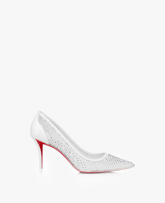 Christian Louboutin Apostropha Mesh Strass 80 mm Pumps Bianco