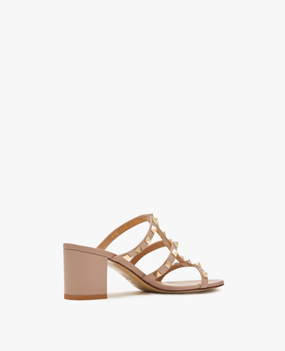 Valentino Rockstud Calfskin Leather Slide Sandal 60 mm Poudre