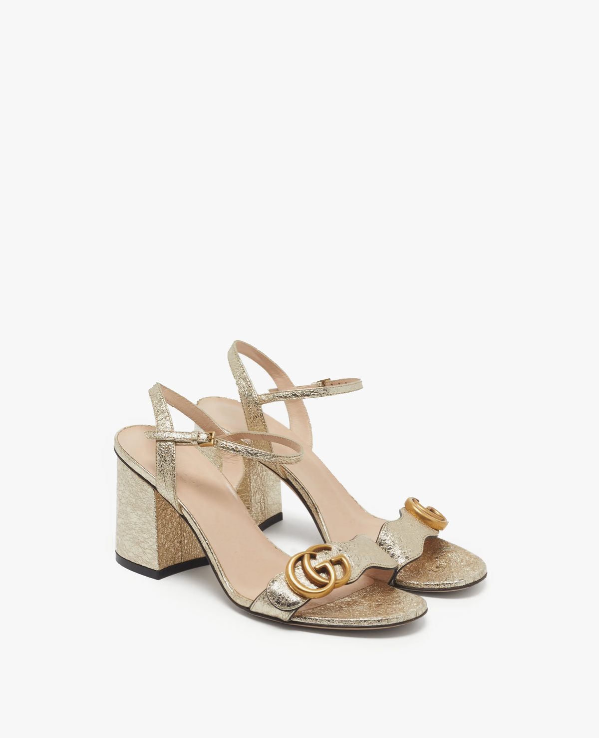 Gucci Marmont Metallic Heel Sandals