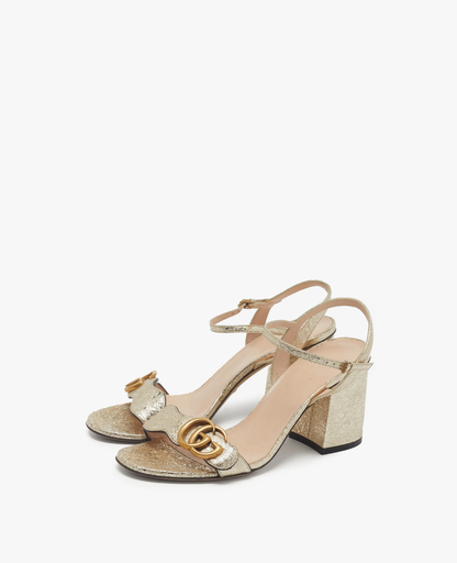 Gucci Marmont Metallic Heel Sandals