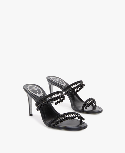 René Caovilla Chandelier Black Mule 80 mm