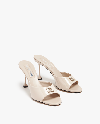 Miu Miu Patent Leather Mules Nude