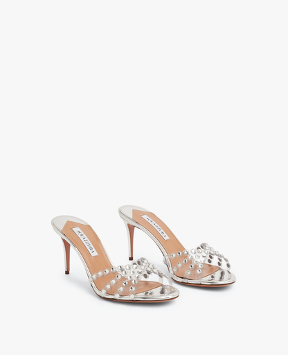Aquazzura Tequila Mule 75 mm Silver