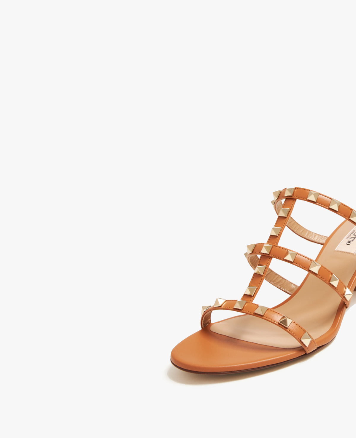 Valentino Rockstud Calfskin Leather Slide Sandal 60 mm Almond