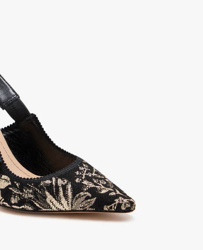 Dior J’Adior Slingback Pump Black and Gold-Tone Millefiori Jacquard