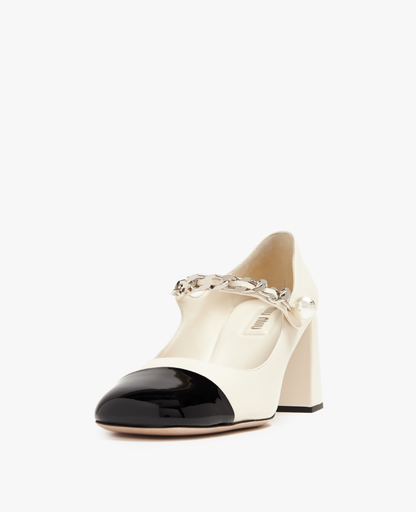 Miu Miu Patent Leather Pumps Ivory Black
