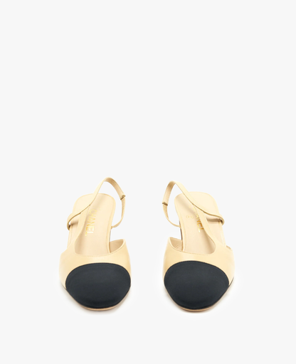 Chanel Beige & Black Slingbacks